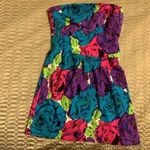 Betsy Johnson Neon Floral Strapless Dress (NWT)